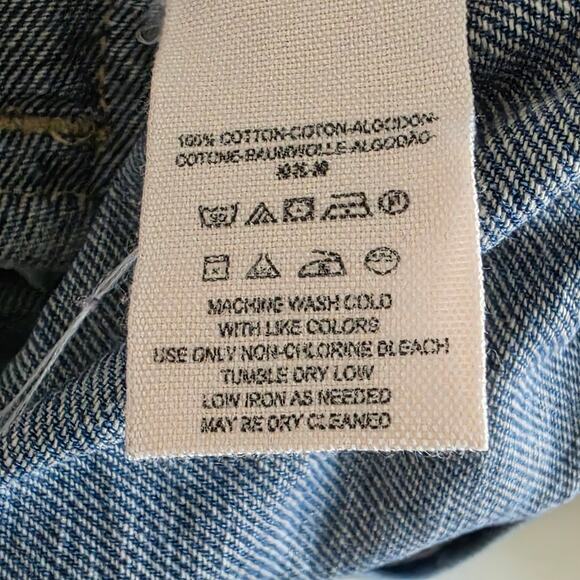 Free People Denim Sweater Jacket Colorblock Women Size M Blue Gray Raw Edge - Picture 12 of 13